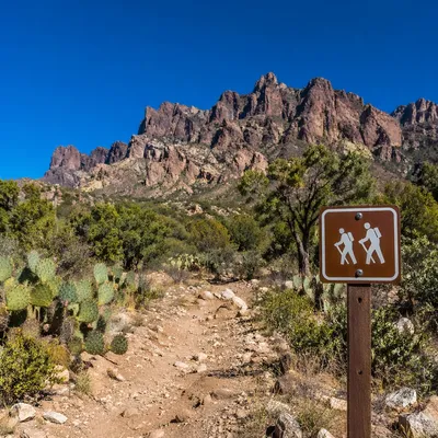 Desert Hiking Trail and Rocky Mountains