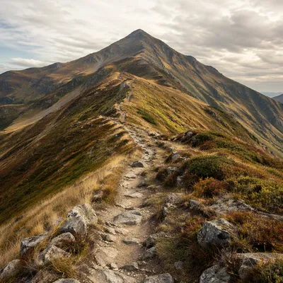 Scenic Mountain Trail to Distant Peak