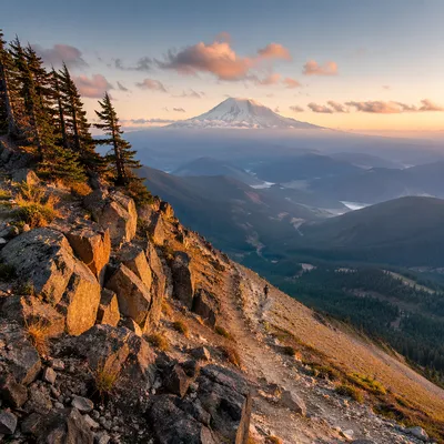 Golden Hour Mountain Trail Vista