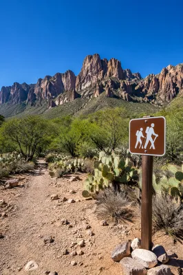Desert Hiking Trail With Rugged Mountains