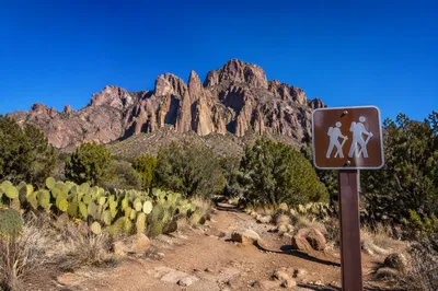 Desert Hiking Trail Before Rugged Mountains