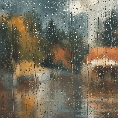 Rain Drops on Blurred Window Glass