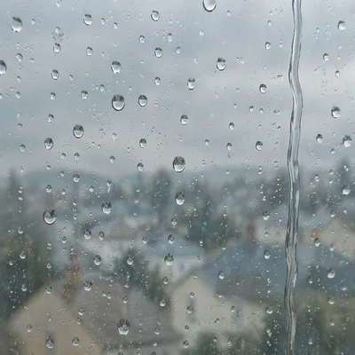 Rain Droplets on Window in Soft Blur