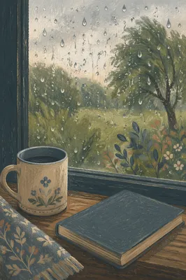 Rain Droplets on Window with Quiet Morning Reflection