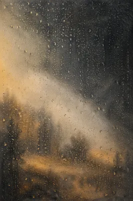 Rain Drops on Stormy Window Glass