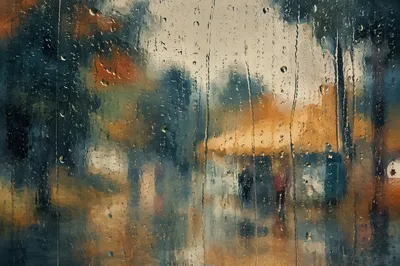 Rain Drops on Blurred Window Glass