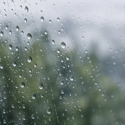Rain Drops on Blurred Window Glass