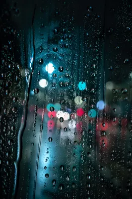 Rain Droplets on Window at Night