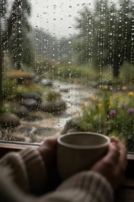 Rain Drops on Window in Quiet Devotion