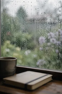 Rain Drops on Window in Quiet Morning