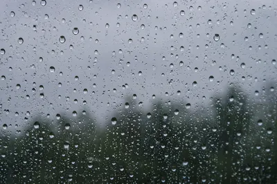 Rain Droplets on Blurred Window Glass