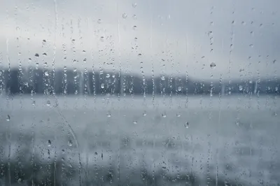 Rain Droplets on Misty Winter Window