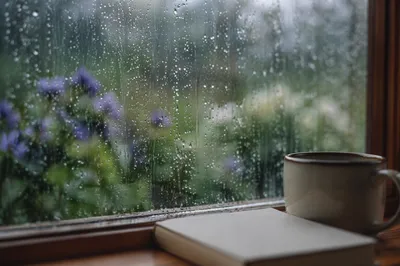 Rain Droplets on Quiet Morning Window