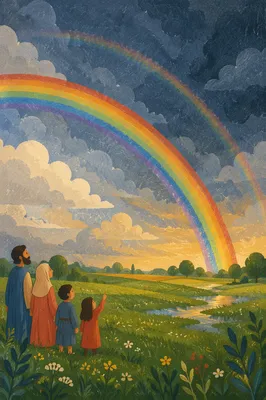 Hopeful Double Rainbow Over Green Field