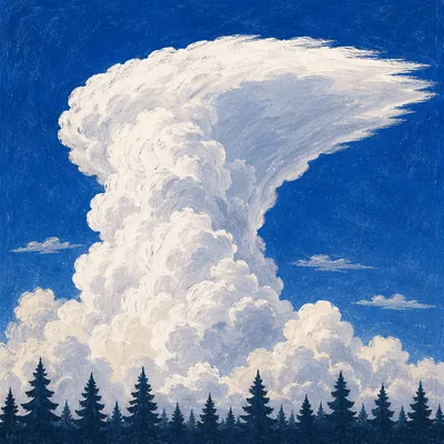 Dramatic Cumulonimbus Cloud Over Treeline