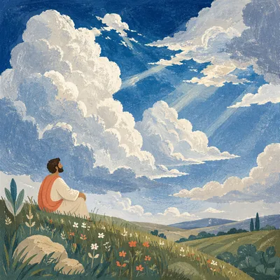 Dramatic Blue Sky Over Quiet Grassland
