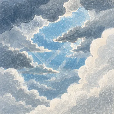 Dramatic Blue Sky with Layered Clouds