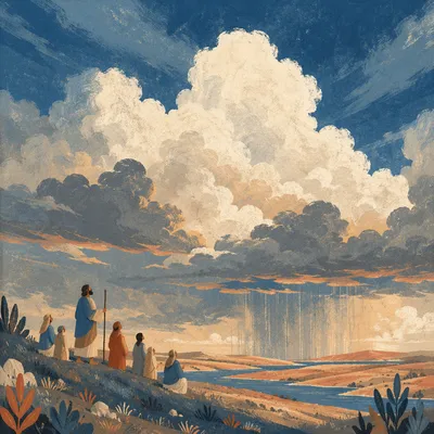 Dramatic Blue Sky and Towering Clouds