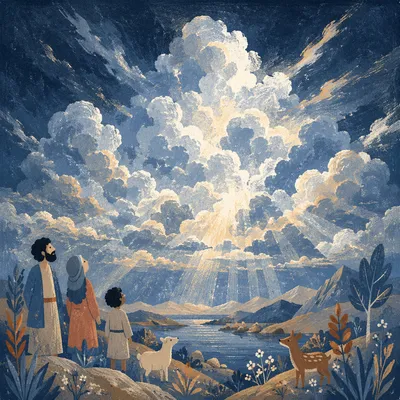 Dramatic Blue White Clouds in Creation Sky
