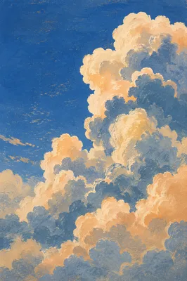 Dramatic Cumulus Clouds in Deep Blue Sky
