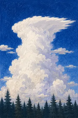 Dramatic Cumulonimbus Cloud Over Evergreen Treeline