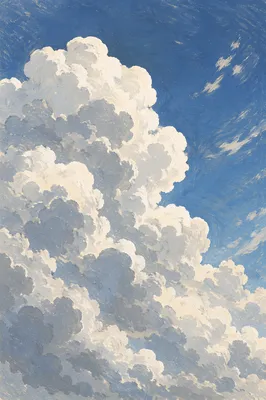 Dramatic Cumulus Clouds in Deep Blue Sky