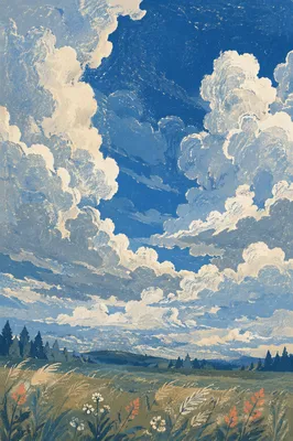 Dramatic Blue Sky and White Clouds