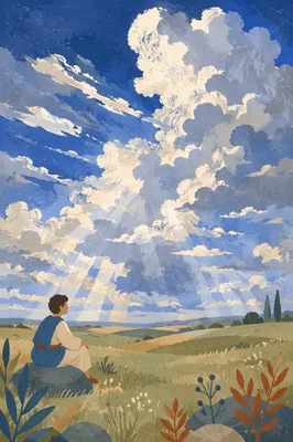 Dramatic Blue and White Sky Horizon