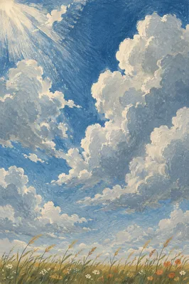 Dramatic Summer Sky with Towering Clouds