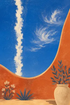 Dramatic Blue Sky with Terracotta Curve