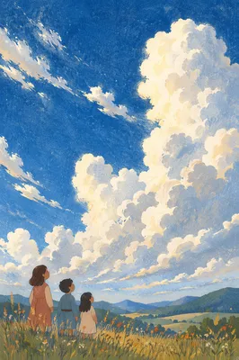 Dramatic Blue Sky Over Peaceful Meadow