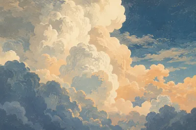 Dramatic Blue Sky with Towering Storm Clouds
