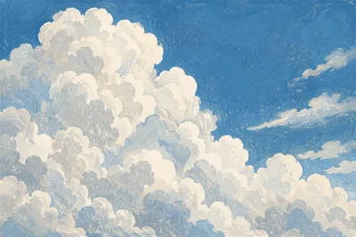 Dramatic Cumulus Clouds in Blue Sky