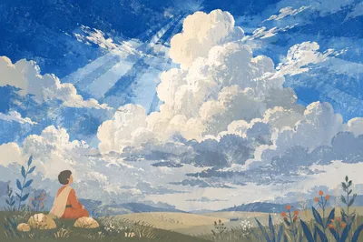 Dramatic Blue Sky Over Quiet Grassland