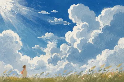 Dramatic Blue Sky with Towering Clouds