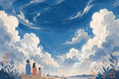 Dramatic Blue Sky with Towering Clouds