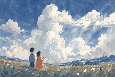 Dramatic Blue Sky Over Spring Meadow