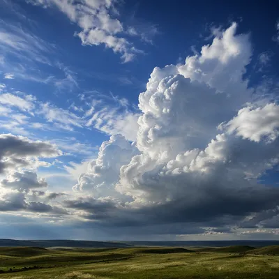 Dramatic Blue Sky Over Quiet Grassland