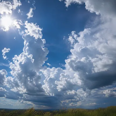 Dramatic Blue Sky with Towering Clouds