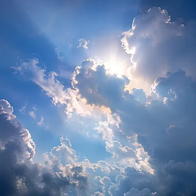 Dramatic Blue Sky With Radiant Clouds