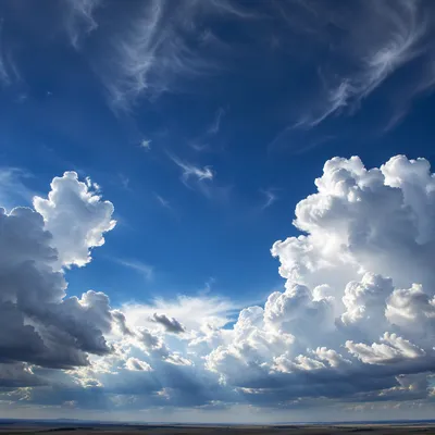 Dramatic Blue Sky with Towering White Clouds