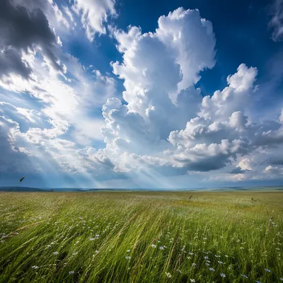 Dramatic Clouds Over Hopeful Spring Meadow