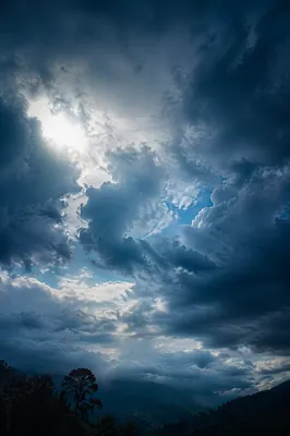 Dramatic Blue Storm Clouds Over Valley