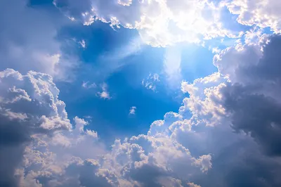 Dramatic Blue Sky with Radiant Clouds