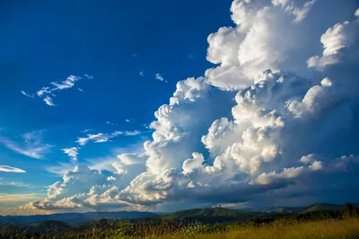 Dramatic Blue Sky and Cumulus Clouds