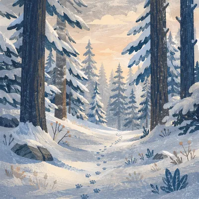 Snow Covered Pine Trees Winter Forest