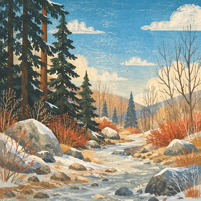 Snow Covered Pine Trees Winter Forest