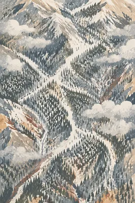 Aerial Winter Pine Forest Over Mountains
