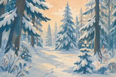 Snow Covered Pine Trees Winter Forest