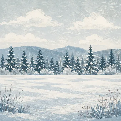 Quiet Snow Covered Winter Meadow